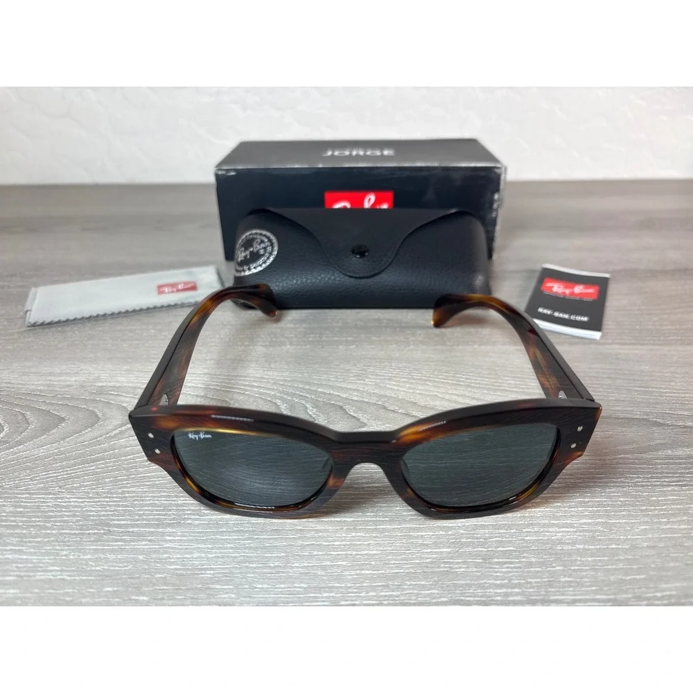 Ray-Ban Jorge Sunglasses RB7681SF Striped Havana Tortoise Blue‎ Lens Japan 52mm